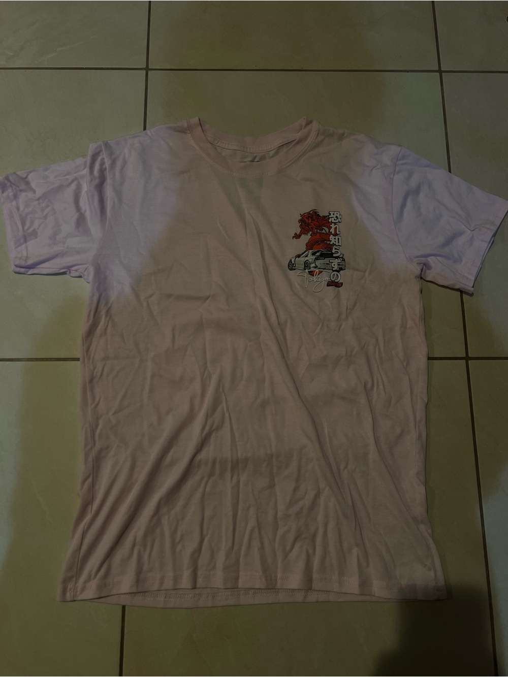 Men's Light Pink Graphic Tee with Racing Design